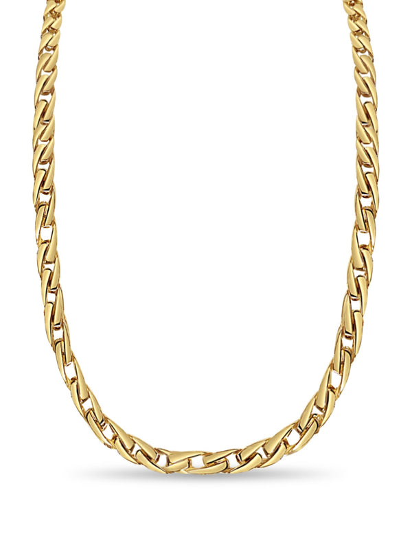 Curb solid gold handmade necklace, 7mm