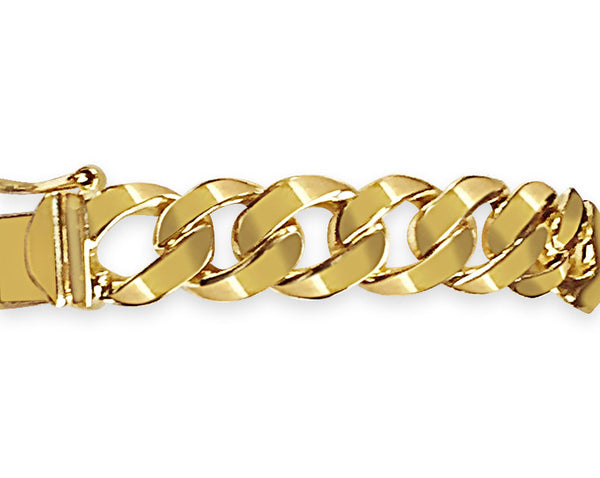 Curb solid gold handmade bracelet, 9mm