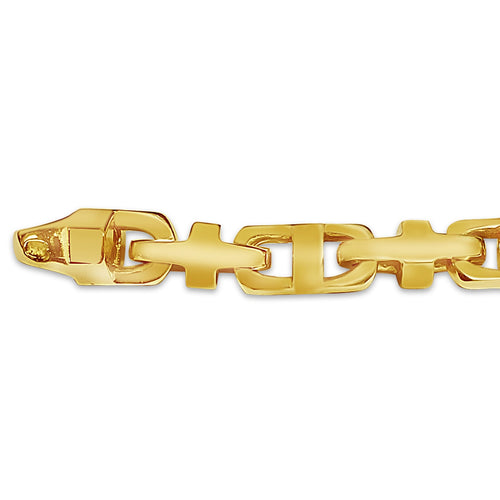 Anchor Mariner Solid Gold Handmade Bracelet – 7mm, 6.5–10 in (White/Yellow/Rose Gold)