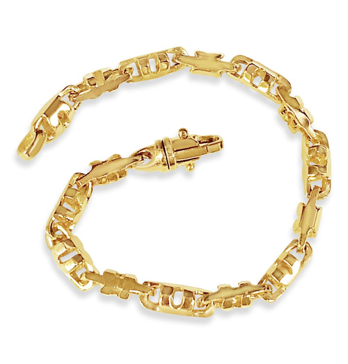 Anchor Mariner Solid Gold Handmade Bracelet – 6mm, 6.5–10 in (White/Yellow/Rose Gold)