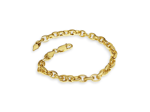 Oval Rolo solid gold handmade bracelet, 6mm