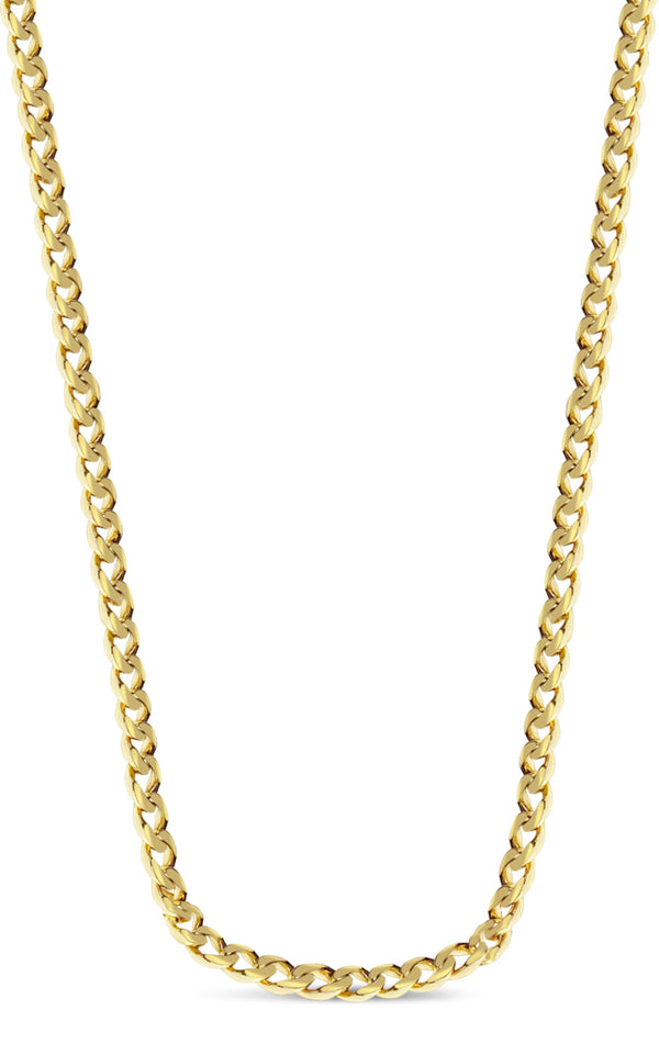 Curb solid gold handmade necklace, 9mm