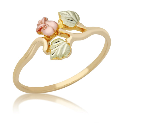 Rose and Leaves Black Hills Gold ladies ring