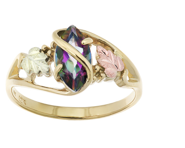 Marquise Mystic Fire Topaz Black Hills Gold ladies ring