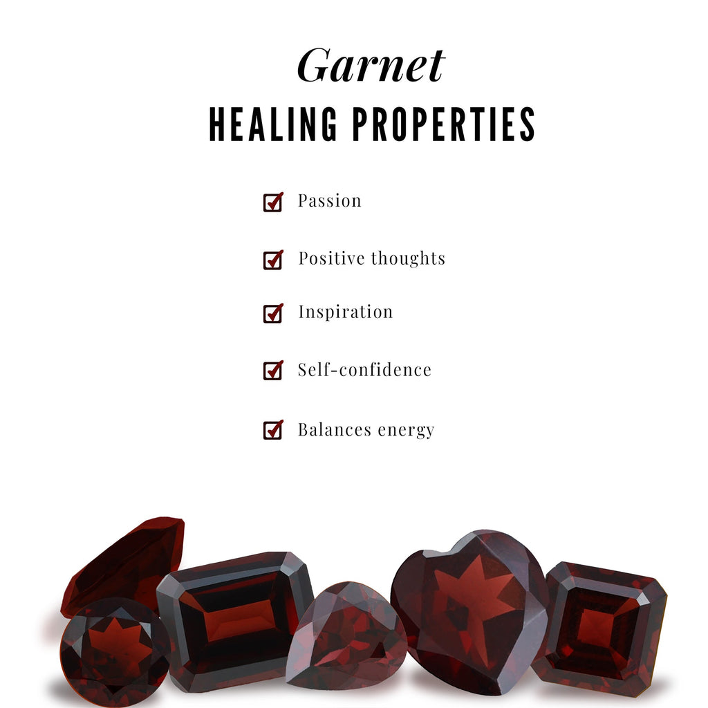 Natural Garnet Diamond Heart Eternity Ring in East West Style