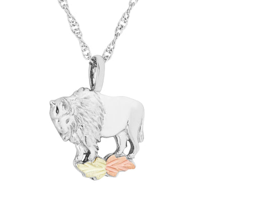 Buffalo sterling silver Black Hills Gold pendant