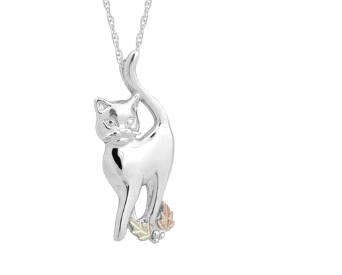 Cat sterling silver Black Hills Gold pendant