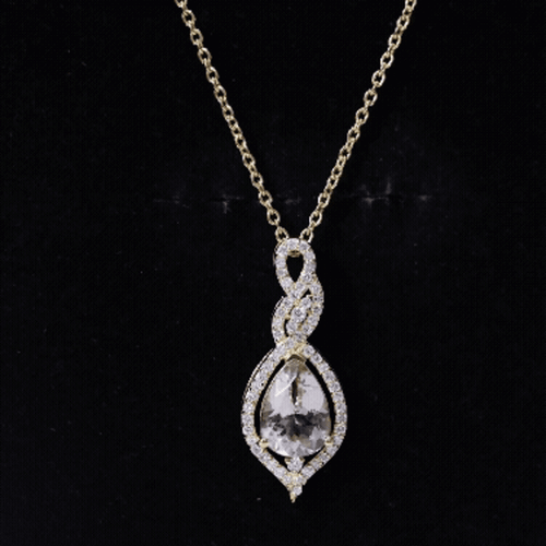 Certified 1.75 Carat Morganite Teardrop Necklace with Diamond
