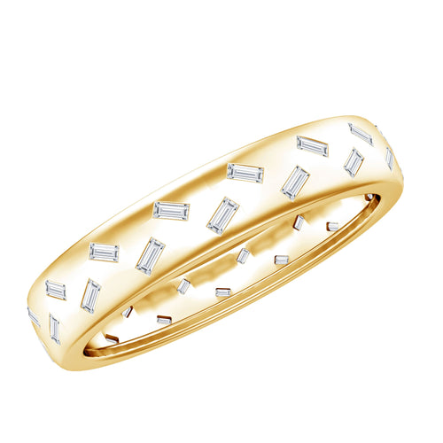 Baguette cut lab grown diamond wedding band, certified